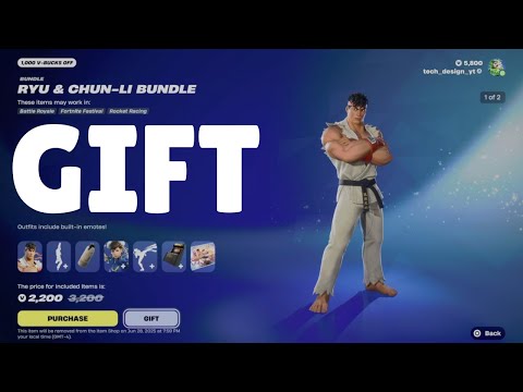 How to Gift Ryu & Chun-Li Bundle on Fortnite Giveaway