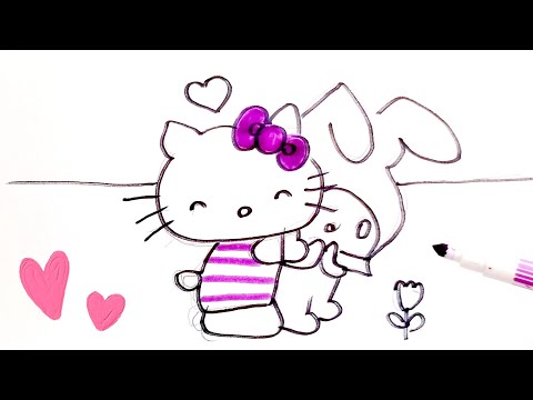 Hello Kitty and My Melody Easy drawing and coloring Pages for kids #forkids #colorsforkids