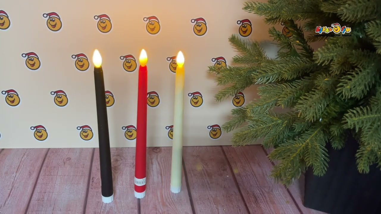 Свеча светодиодная столовая пластиковая 27см в ассортименте - видео Свеча светодиодная столовая пластиковая 27см в ассортименте - видео