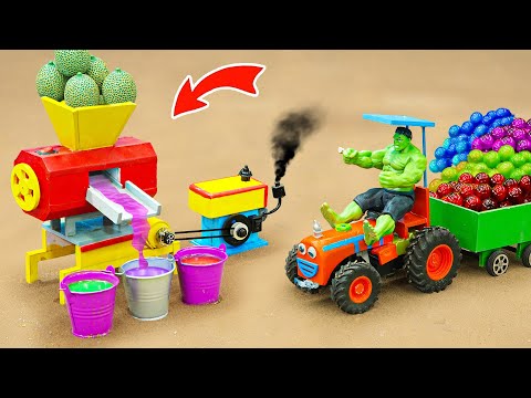 Diy tractor making mini Bulldozer Harvesting Farm | diy Watermelon Juice Machine | HP Mini