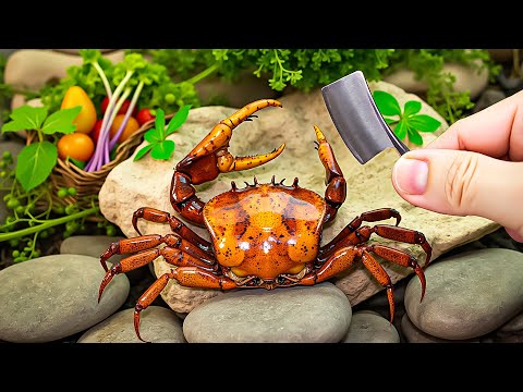 Guide to Catching and Cooking Singapore Chili Crab in a Mini Forest | ASMR Miniature Food in Nature