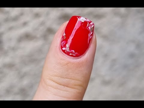 Red Christmas Nail Art With Marble Corners | Feminine Festive Nails