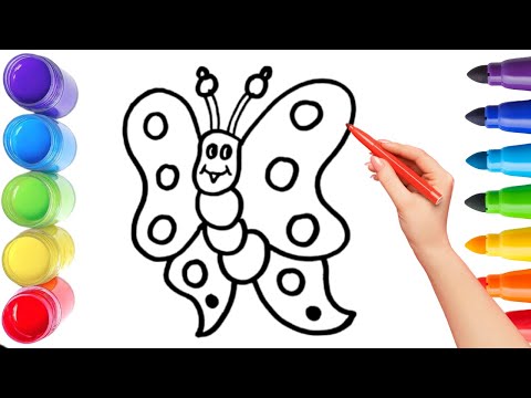 How To Draw cute butterfly Drawing, Painting & Coloring For Kids and Toddlers_ Child Art