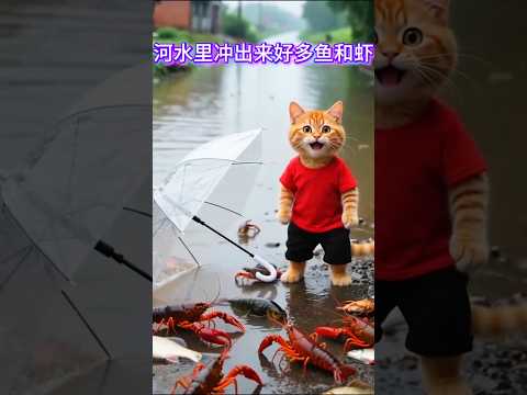 বিড়ালটি বৃষ্টিতে মাছ ধরল 🦈🦈 #shorts #cat #viralvideos