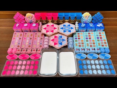 Slime Mixing Battle! PINK vs BLUE with Cute Toys & Glitter #1031