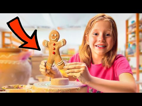 Nastya and dad on a family trip to Alsace and the gingerbread museum