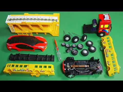 Assemble Transport Truck, Sports Car and Tour Bus | Vehicles attached