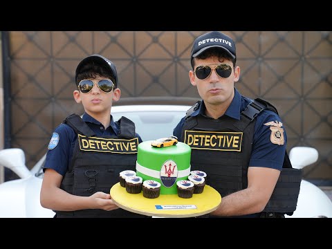 Jason and Alex with the Super Maserati Cake and Detective Car