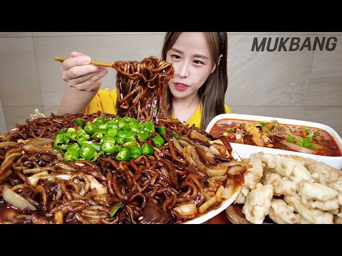 SUB) 청양고추 듬뿍 올린 매운 쟁반짜장에 차돌짬뽕탕 (ft.볶음밥 필수!) 먹방 SEAFOOD SPICY JJAJANG NOODLES REAL SOUND ASMR MUKBANG
