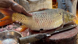 Big Carp & Katla Fish Cutting Skills In Fish Market | Fish Cutting Skills