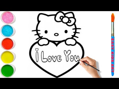 Hello Kitty heart i love Drawing, Painting & Coloring for Kids and Toddlers_ Kids Art🌈❤️