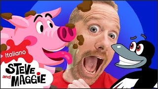 Storia degli animali della fattoria per bambini con Steve e Maggie Italiano