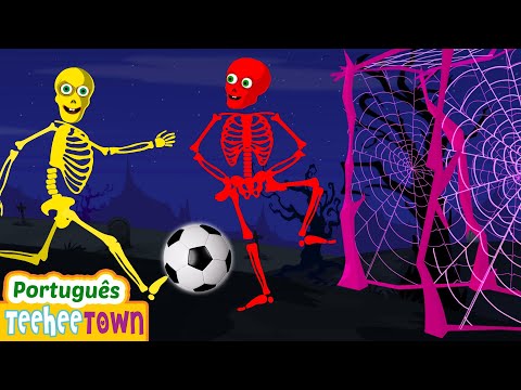 Aprenda as cores com o futebol de esqueleto ⚽ Músicas de Halloween para crianças | Casa Teehee