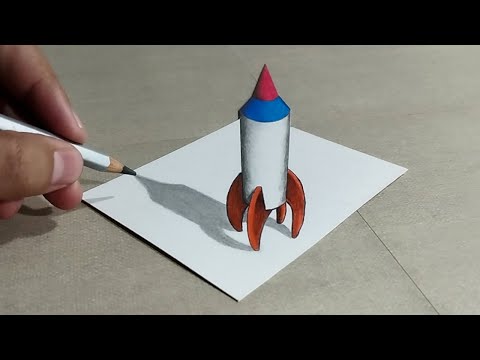 ✅ Dibujos 3D - Como Dibujar un cohete 3D - dibujos para principiantes