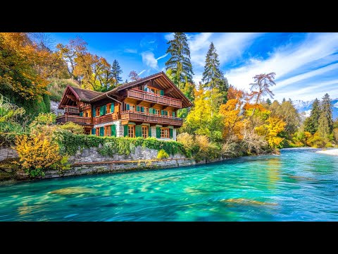 Switzerland 🇨🇭 Walking in Interlaken in Autumn 🍁 Beautiful Swiss Town