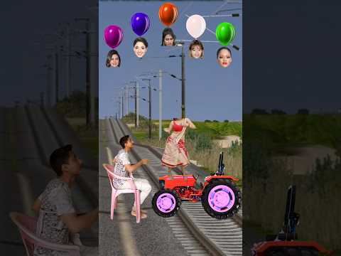 Funny cute dancing aunty vs tractor stop the high-speed train #shortsfeed #trendingshorts