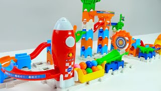 Marble Run Race ☆ HABA Slope & Retro Makita Truck, Garbage Truck Long Version #009