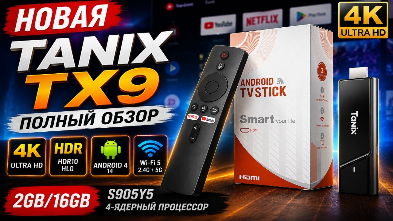 Tanix TX9 2/16GB Полный обзор новой Android TV приставки - Android 14, 4K, HDR, Wi-Fi 5 ГГц
