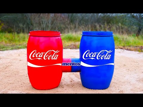 Experiment: Giant Toothpaste Eruption from Big Rainbow Coca Cola vs Mentos