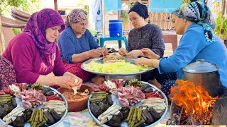 HALAMIN KÖY EVİNDE YEMEK DAVETİ | ODUN ATEŞİNDE KUZU ETİ KALEM SARMASI \ LEZZETLİ KÖY YEMEKLERİ VLOG