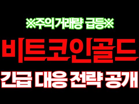 [비트코인골드]※주의 거래량 급등※긴급대응전략공개