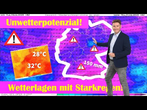 Explosive Lage über Europa: Im Süden viel Hitze, ein sehr warmes Mittelmeer - die Folge: Starkregen!