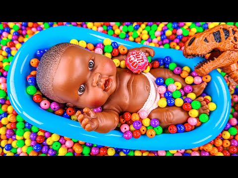 Satisfying Video l Mixing Candy in BathTub with Rainbow M&M's & Magic Slime Cutting ASMR