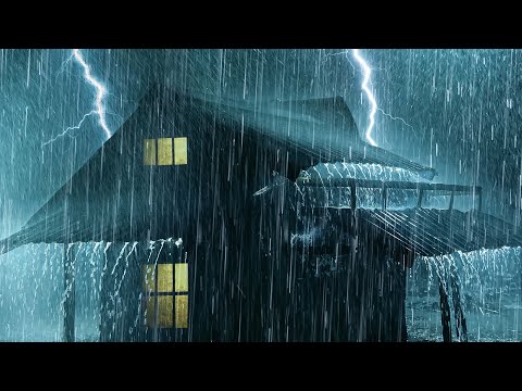 Sleep Immediately in 3 Minutes with Heavy Pouring Rain & Powerful Thunder on Tin Roof of Farmhouse
