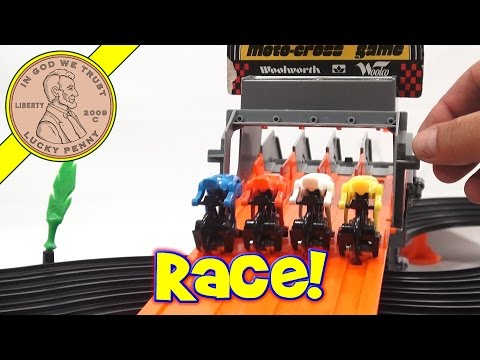 Tomy Moto-Cross Bicycle Racing Game Track Set - Vintage Toy Racing Playset