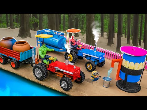 Diy tractor mini Bulldozer to making concrete road | Construction Vehicles, Road Roller #69