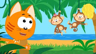 КОКОСЫ БАНАНЫ - Котенок Котэ - Веселая песенка мультик для малышей про обезьянку