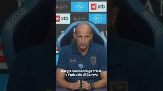 Puntuale la domanda sugli arbitri per #Allegri dopo lo scontro di #Genoa tra #DeBruyne e #Vasquez 🚨😱