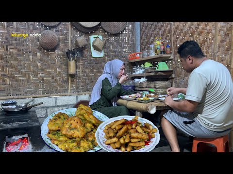 Masak tempe gembus pedas manis, bakwan jagung, sederhana tapi nikmat,makan bersama, masakan desa