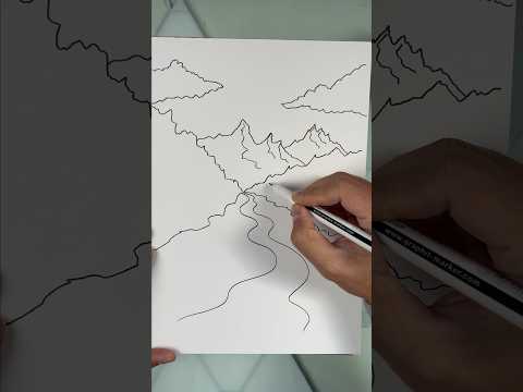 #tutodessin d’un #paysage en #10traits 😁 #dessinfacile #dessinenfant #apprendreadessiner