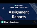 Khan Academy Assignment Reports Overview