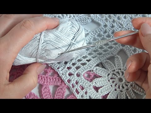 Great!!! Crochet Flower Motif/How to join Crochet Motifs/Step by Step Video Tutorial