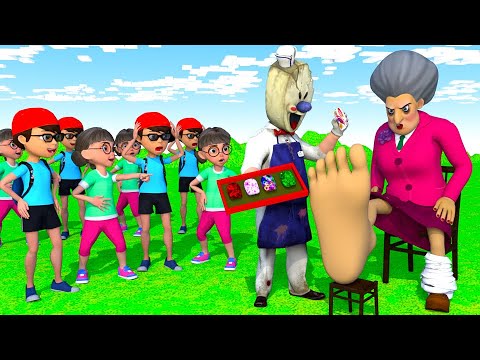 Scary Teacher 3D vs Squid Game Transforms into a Nail Technician To Help Miss T 5 Times Challenge
