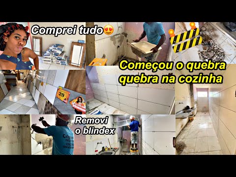 DIÁRIO DA REFORMA 1| comprei os materiais, removi o blindex, quebrando tudo e primeiros azulejos