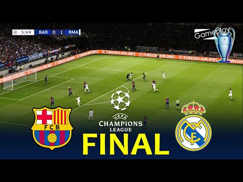 BARCELONA vs REAL MADRID | Final - UEFA Champions League | Full Match All Goals | Pes Gameplay