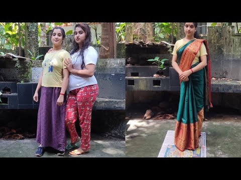 ചേച്ചി ഇങ്ങനെ സാരി ഉടുത്തു കാണിക്കല്ലേ😳#trending #sister #challenge