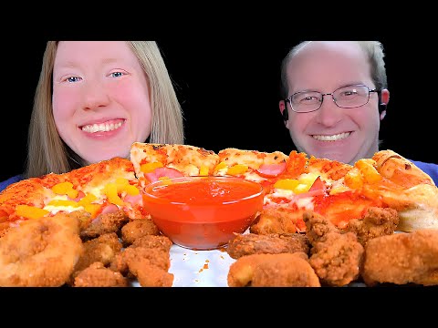 ASMR PIZZA & CHICKEN NUGGETS MUKBANG EATING SOUNDS