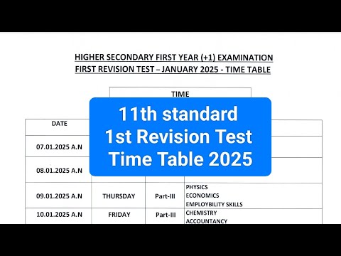 11th 1st Revision Test Time Table 2025 | Tirupattur District