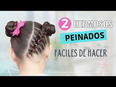 2 Hermosos Peinados para niñas con Elasticos | Peinados Faciles y Rapidos de Hacer