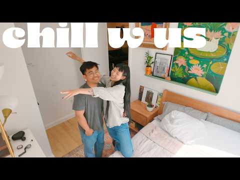 Bedroom Makeover w my BF 🌳 New furniture, DIY Upcycle + Wall Art