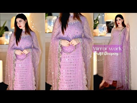 Most Trending mirror work outfit designing✨ mirror work outfit in budget/ party wear dress designing