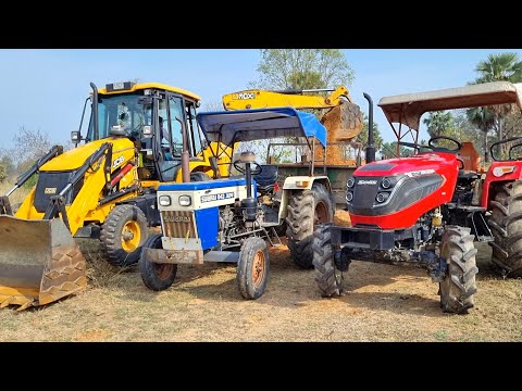 Jcb 3dx Eco Xpert Machine Loading Mud In Mahindra and Swaraj Tractors | Jcb and Tractor Cartoon Gadi