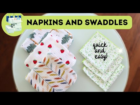 How to sew NAPKINS and SWADDLES on a serger? Straight and rounded corners explained!