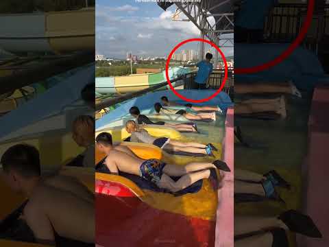 Girl comes to race with boy in water park