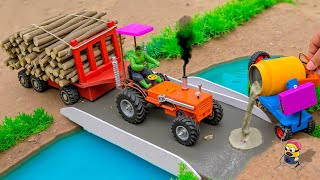 DIY Tractor Building Super Strong Mini Concrete Bridge | | Fun Construction Science Project