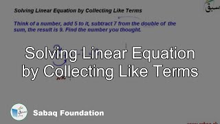 Solving Linear Equation by Collecting Like Terms